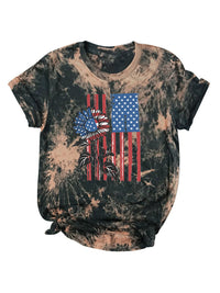 Women's Flag Tie Dye Print Short Sleeve T-Shirt