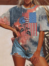 Women's Flag Tie Dye Print Short Sleeve T-Shirt