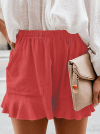 Women's Woven Casual High Waist Loose Straight Shorts