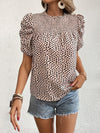 Women's Woven Casual Fashion Leopard Print Round Neck Short Sleeve Shirt