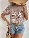 Women's Woven Casual Fashion Leopard Print Round Neck Short Sleeve Shirt