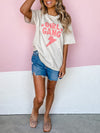 Letter Printed Round Neck Short Sleeve Ripped Loose Casual T-Shirt