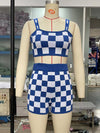 Women's Checkerboard Camisole + Shorts Two-Piece Set