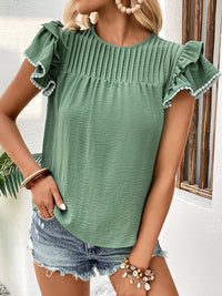 Fashion Casual Women's Ruffle Ladies Stitching Shirt