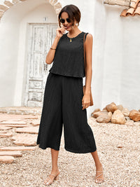 New Ladies Solid Color Casual Loose Sleeveless Ladies Jumpsuit