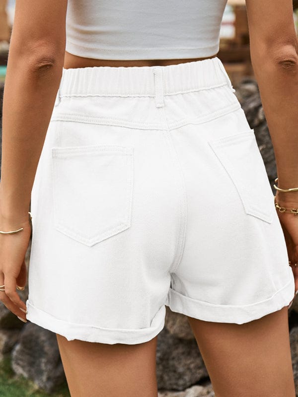 New summer all-match elastic waist design denim shorts casual pants