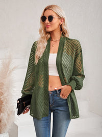 Women's casual solid color loose jacquard cardigan top