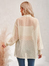 Women's casual solid color loose jacquard cardigan top