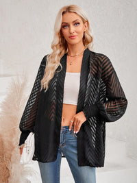 Women's casual solid color loose jacquard cardigan top