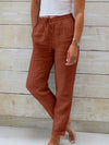 Women's Elastic Waist Solid Color Wide Leg Pants Loose Trousers