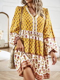 Holiday Loose Positioning Print Casual Bohemian Midi Dress