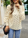 Gold Dot Print Temperament commuting round neck long-sleeved blouse