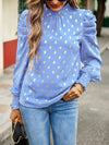 Gold Dot Print Temperament commuting round neck long-sleeved blouse