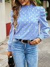 Gold Dot Print Temperament commuting round neck long-sleeved blouse