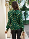 Gold Dot Print Temperament commuting round neck long-sleeved blouse