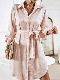 Elegant and elegant shirt collar open placket long sleeve dress