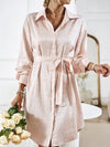 Elegant and elegant shirt collar open placket long sleeve dress