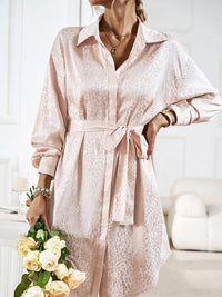 Elegant and elegant shirt collar open placket long sleeve dress