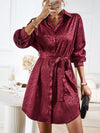 Elegant and elegant shirt collar open placket long sleeve dress