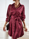 Elegant and elegant shirt collar open placket long sleeve dress