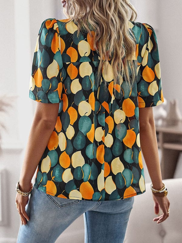 New irregular printing women's short-sleeved shirt