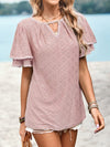 New casual solid color hollow knitted top