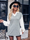 New Ladies New Arrivals Casual Solid Color Fake Two Piece Slim Tops