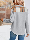 women's long sleeve plaid stitching sweatshirt