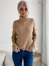 New fashionable women's bottoming turtleneck solid color long-sleeved twist off-shoulder sweater