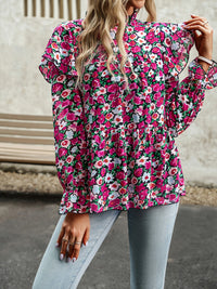 Floral Shirt Feminine Commuter Long Sleeve Top