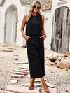 Suit elegant sleeveless top cropped pants ladies two-piece set