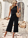 Suit elegant sleeveless top cropped pants ladies two-piece set