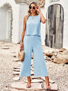 Suit elegant sleeveless top cropped pants ladies two-piece set