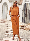 Suit elegant sleeveless top cropped pants ladies two-piece set