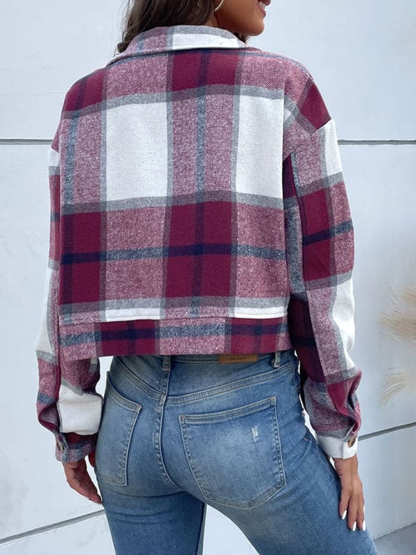 New women's plaid cross-border long-sleeved shirt jacket