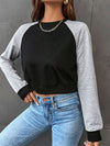 Women's Color Block Long Sleeve Cropped Sweatshirt