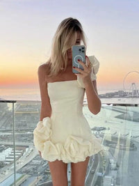 Women's Dress Ruffled Bud Waist Slim Dress One Shoulder Tube Top Package Hip Skirt