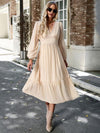 Elegant lace solid color V-neck dress