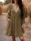 Floral Print Casual V-Neck Long-Sleeved Dress