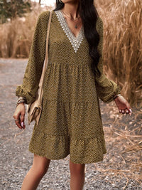 Floral Print Casual V-Neck Long-Sleeved Dress