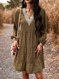 Floral Print Casual V-Neck Long-Sleeved Dress