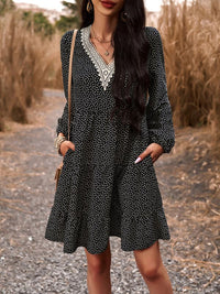 Floral Print Casual V-Neck Long-Sleeved Dress