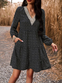 Floral Print Casual V-Neck Long-Sleeved Dress