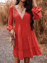 Floral Print Casual V-Neck Long-Sleeved Dress