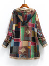 New women's cotton and linen printed hooded sweater warm plush jacket