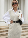 Women's Long Solid Color V-Neck Vest Vest Knitted Sweater Dress