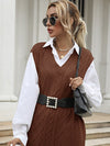 Women's Long Solid Color V-Neck Vest Vest Knitted Sweater Dress