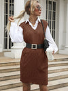 Women's Long Solid Color V-Neck Vest Vest Knitted Sweater Dress