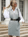 Women's Long Solid Color V-Neck Vest Vest Knitted Sweater Dress