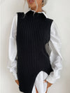 Women's Slit Solid Color Mid-Length Vest Sweater